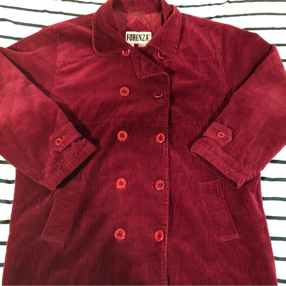 Vintage 80s Forenza Burgundy Quilted Corduroy Barn Jacket | XL